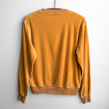 1970s Light Orange Velour V-Neck Sweater