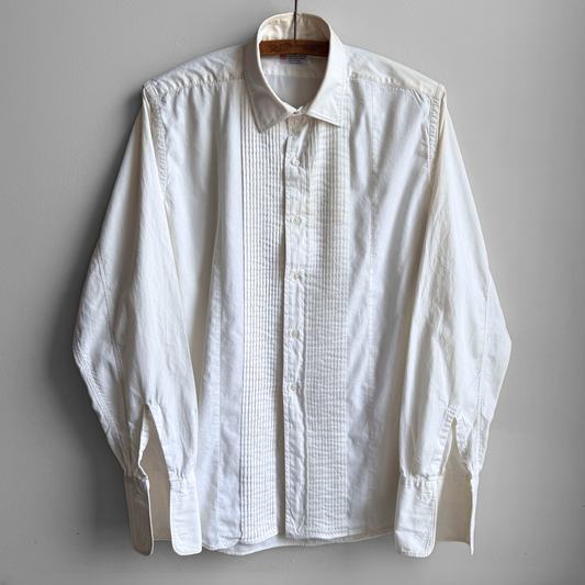 1950s White French Cuff Tuxedo Dress Shirt