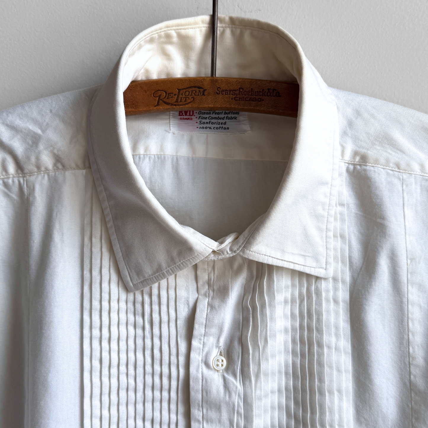 1950s White French Cuff Tuxedo Dress Shirt