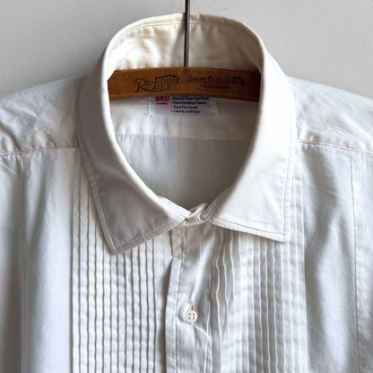 1950s White French Cuff Tuxedo Dress Shirt