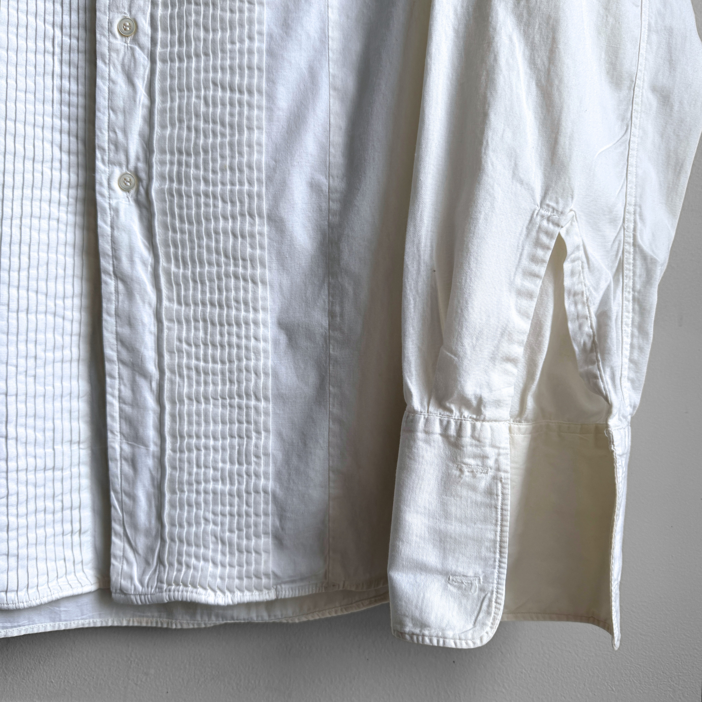 1950s White French Cuff Tuxedo Dress Shirt