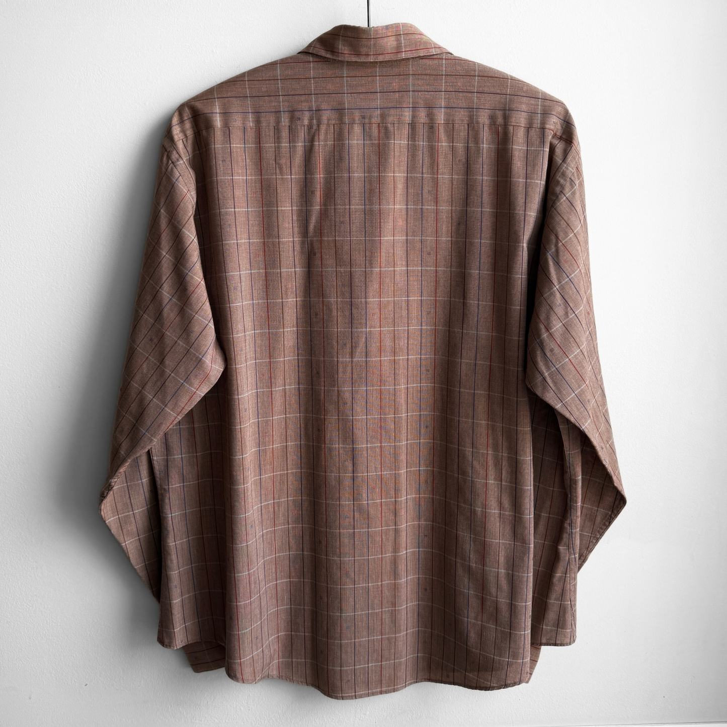 1970s Brown Novelty Print Casual Plaid Shirt