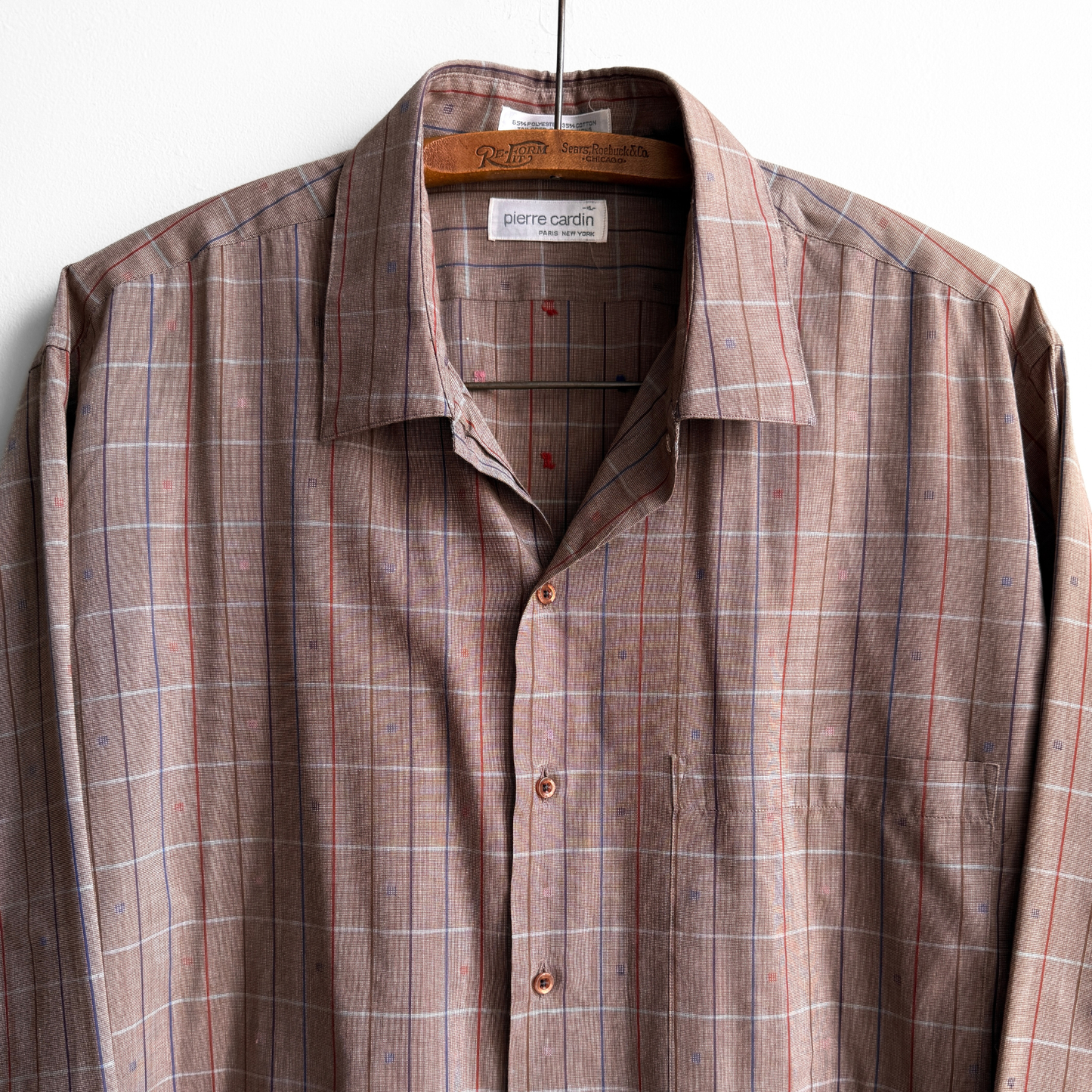 1970s Brown Novelty Print Casual Plaid Shirt