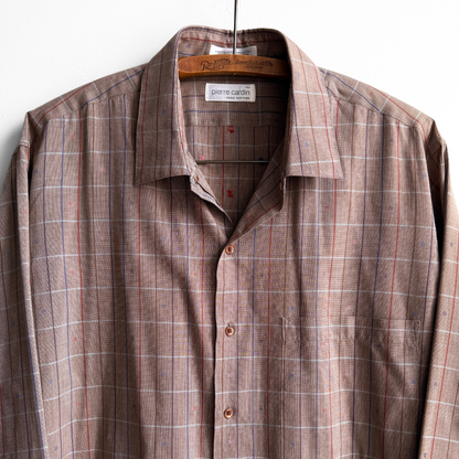1970s Brown Novelty Print Casual Plaid Shirt
