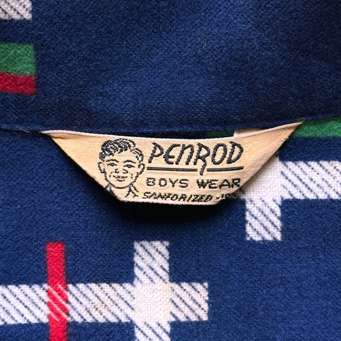 1950s Dark Blue Checkered Plaid Loop Collar Shirt