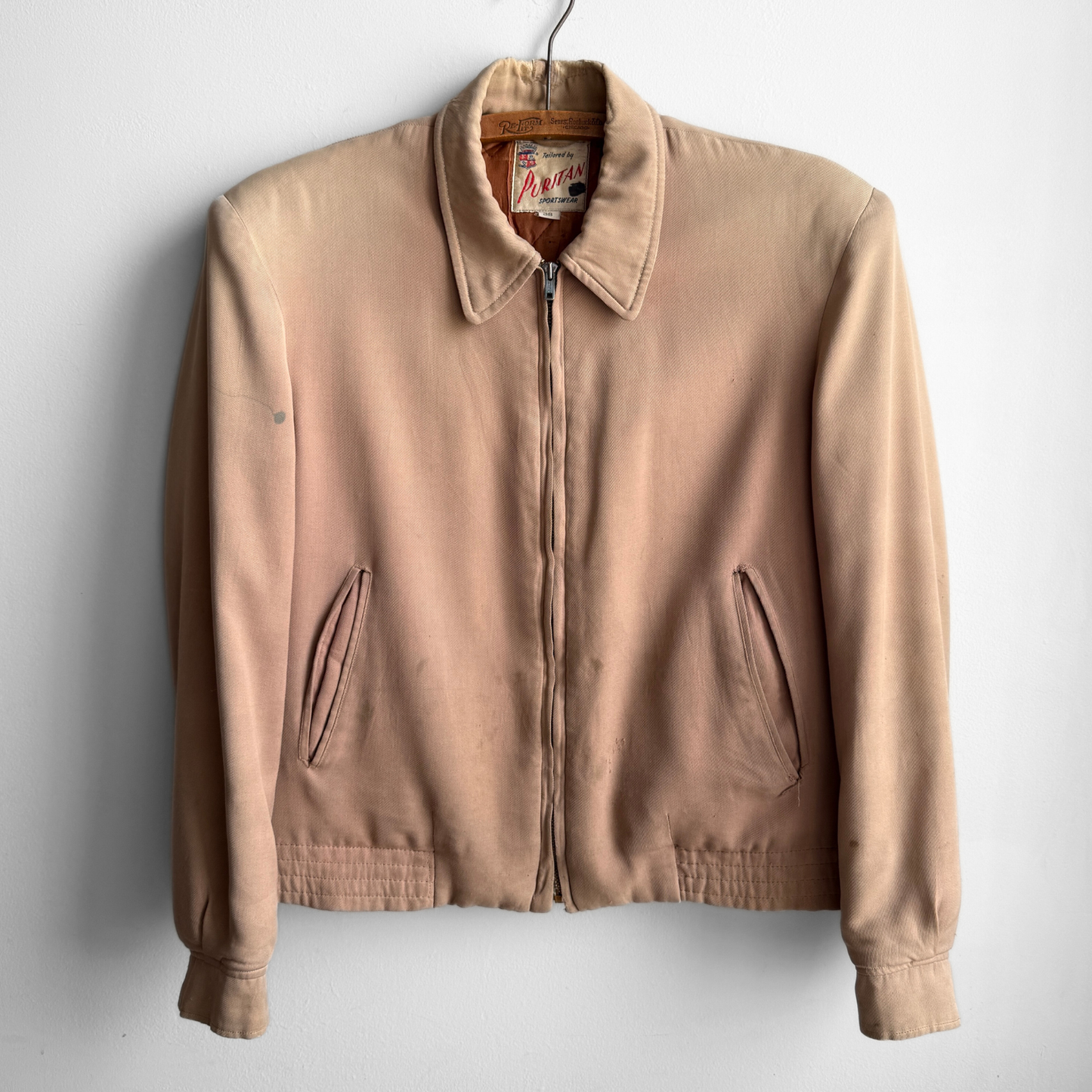 1950s Tan Quilt Lined Gabardine Jacket