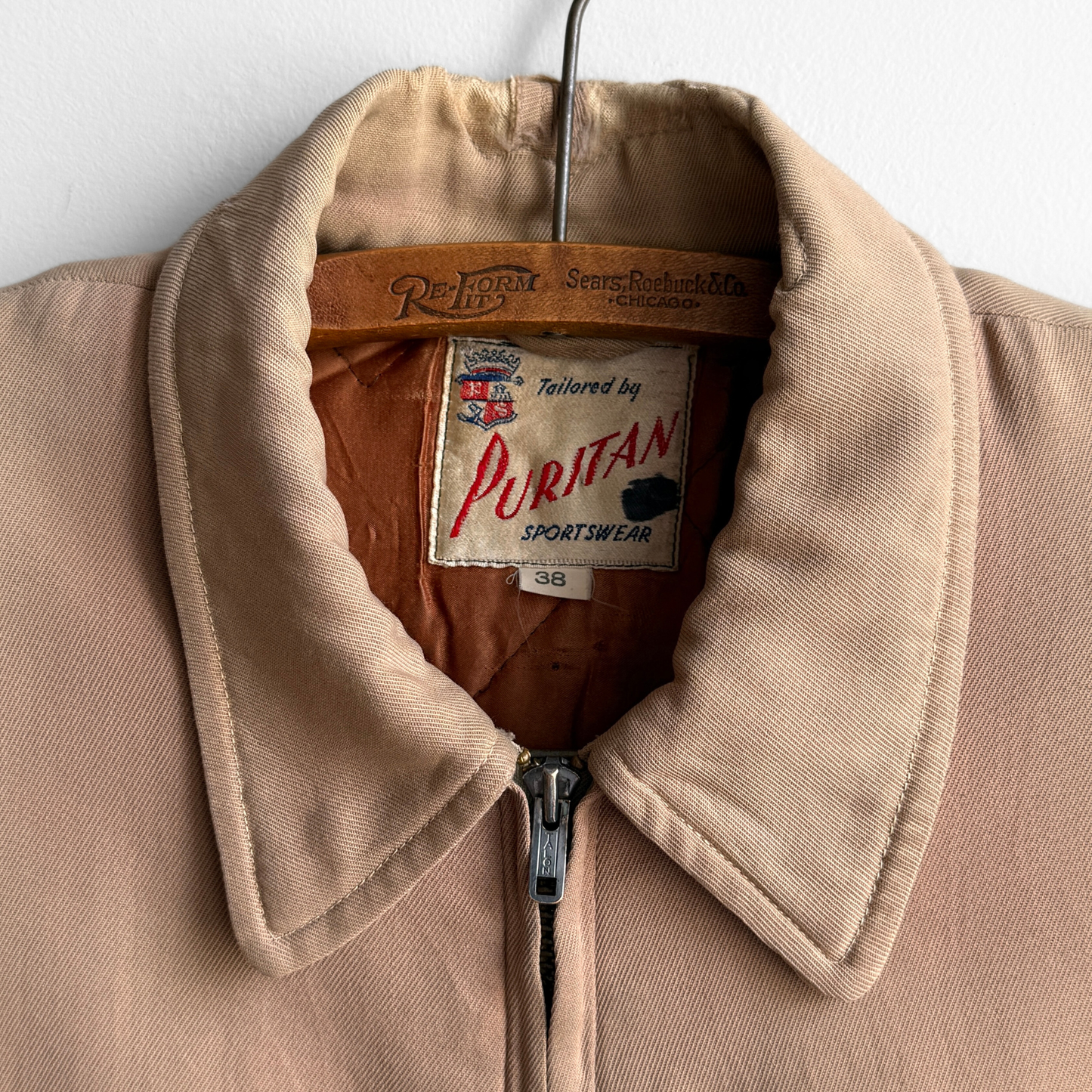 1950s Tan Quilt Lined Gabardine Jacket