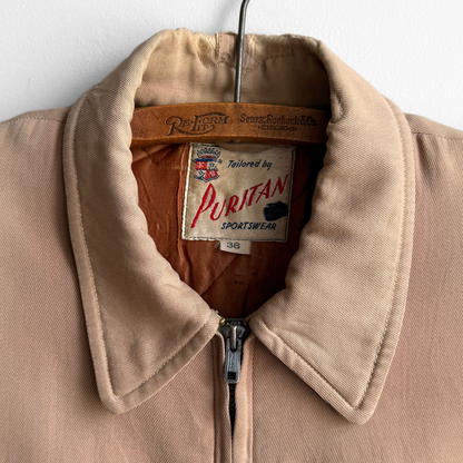 1950s Tan Quilt Lined Gabardine Jacket