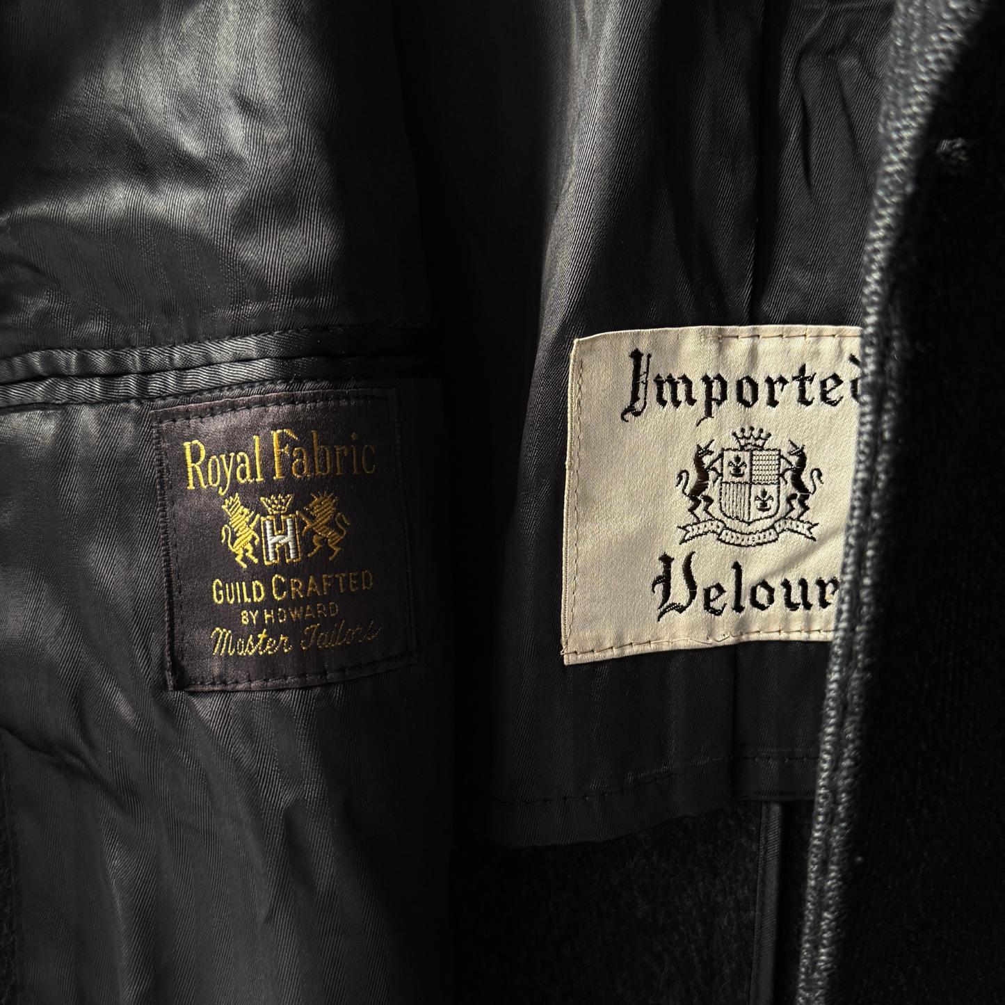 1950s Black Herringbone Wool Overcoat