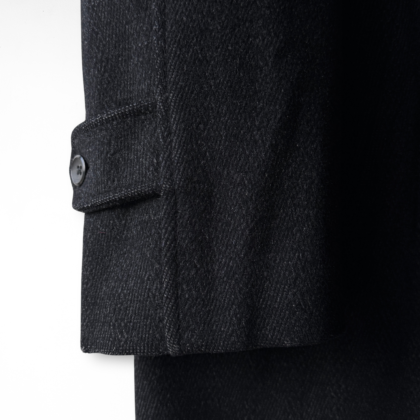 1950s Black Herringbone Wool Overcoat