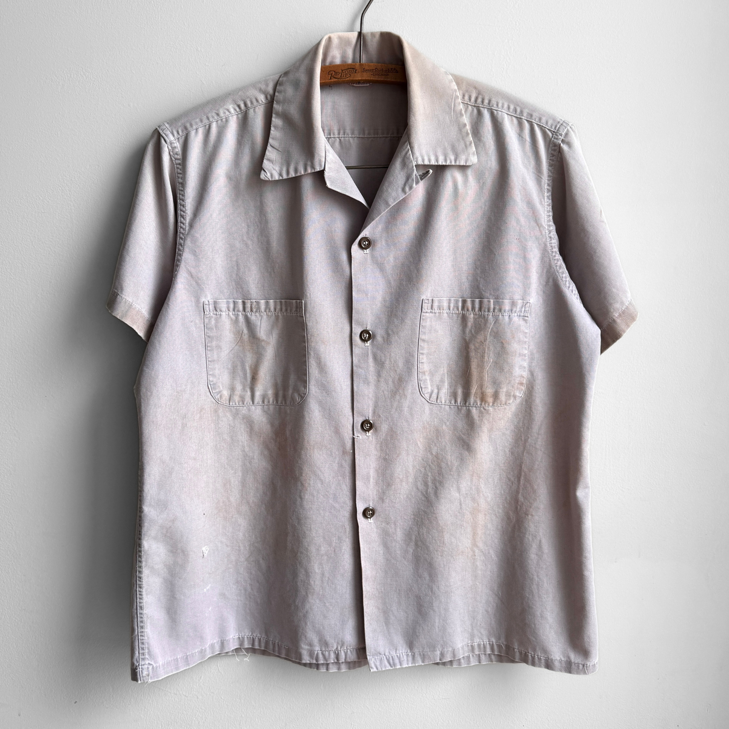1950s Hercules Grey Loop Collar Work Shirt
