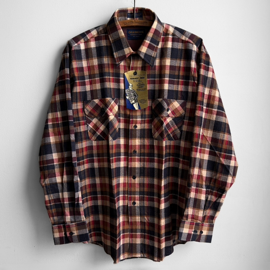 1970s Brown & Red Plaid Flannel Shirt