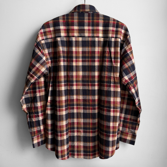 1970s Brown & Red Plaid Flannel Shirt