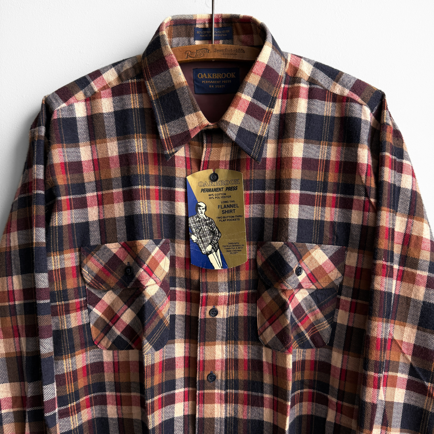 1970s Brown & Red Plaid Flannel Shirt