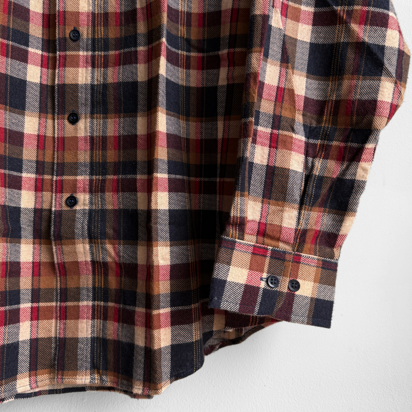 1970s Brown & Red Plaid Flannel Shirt