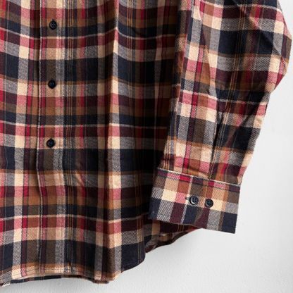 1970s Brown & Red Plaid Flannel Shirt