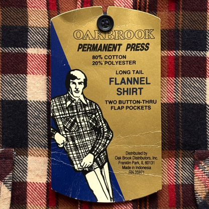 1970s Brown & Red Plaid Flannel Shirt