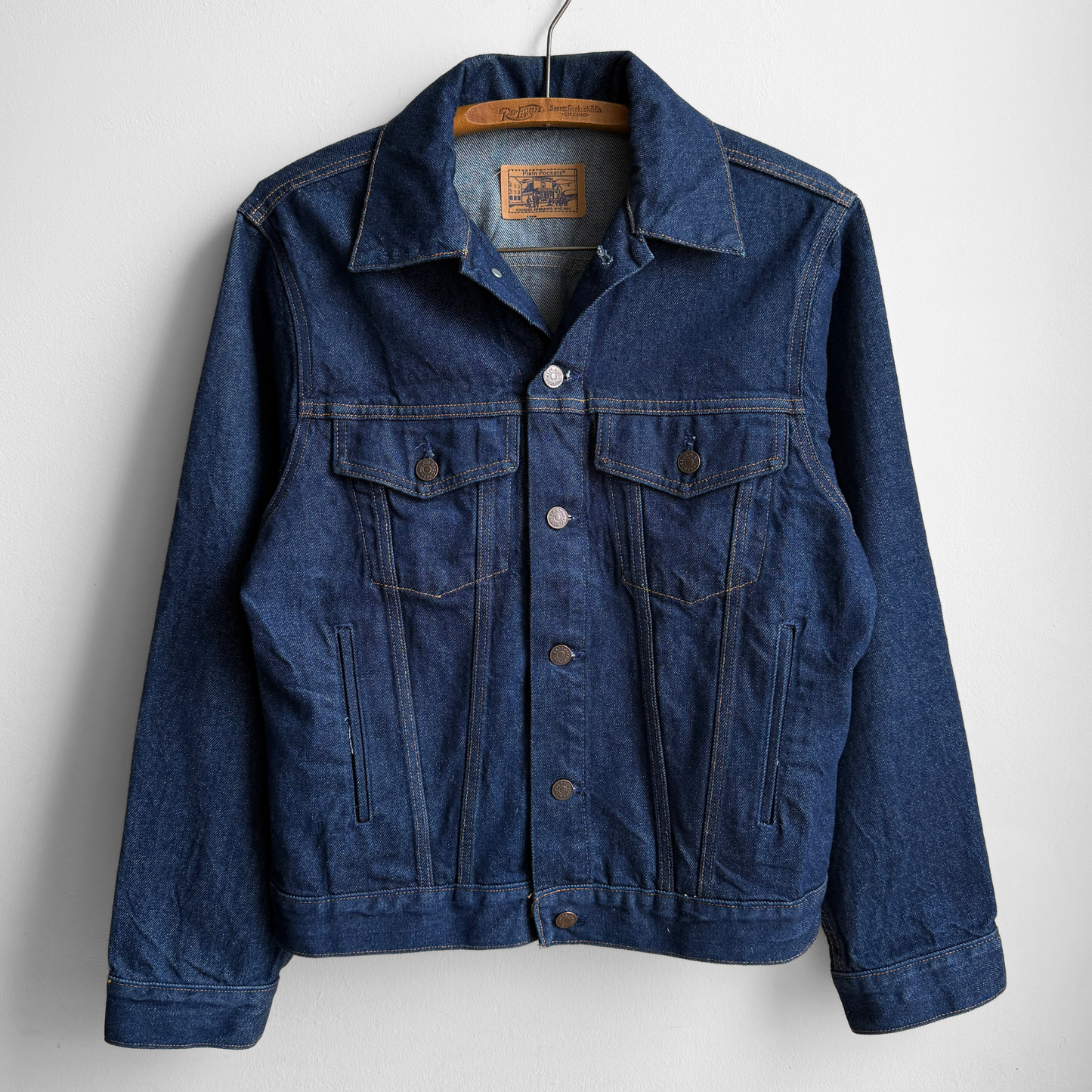 1980s Plain Pockets Blue Denim Trucker Jacket