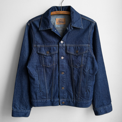 1980s Plain Pockets Blue Denim Trucker Jacket