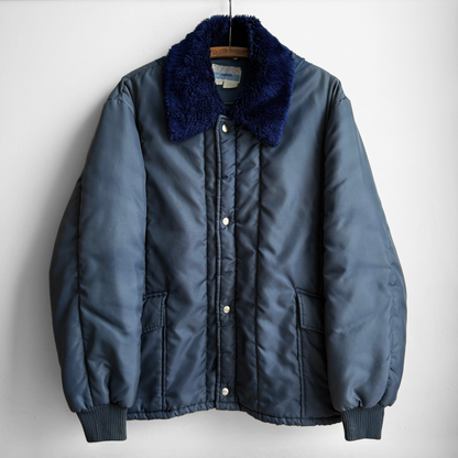 1970s Navy Blue Nylon Windbreaker Work Jacket