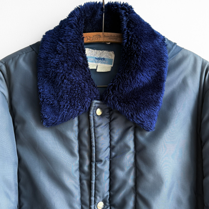 1970s Navy Blue Nylon Windbreaker Work Jacket