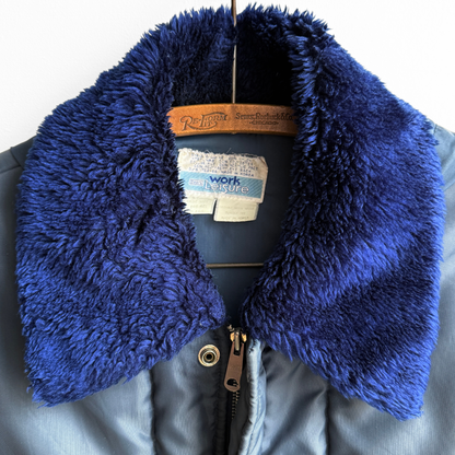 1970s Navy Blue Nylon Windbreaker Work Jacket