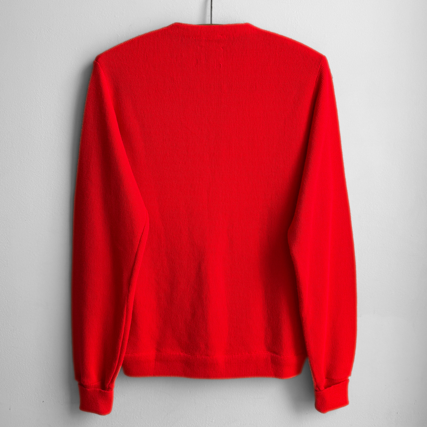 1960s Neon Red Acrylic Knit Cardigan