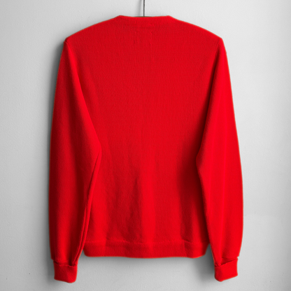 1960s Neon Red Acrylic Knit Cardigan