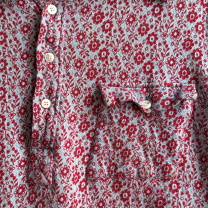 1960s Red & Blue Floral Knit Polo Shirt