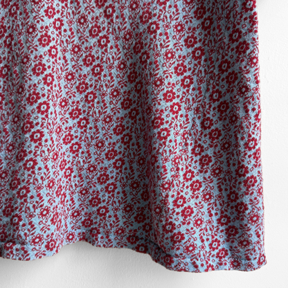 1960s Red & Blue Floral Knit Polo Shirt