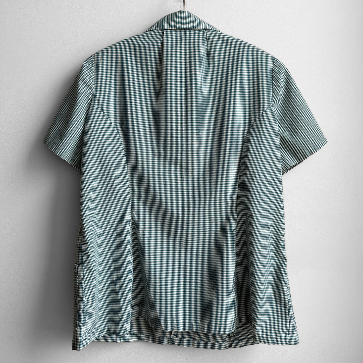 1970s Green Check Quarter Zip Cabana Shirt