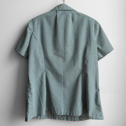 1970s Green Check Quarter Zip Cabana Shirt