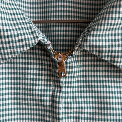 1970s Green Check Quarter Zip Cabana Shirt