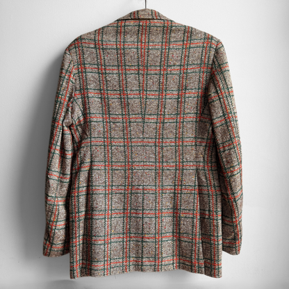 1960s Green & Orange Tweed Check Blazer Jacket