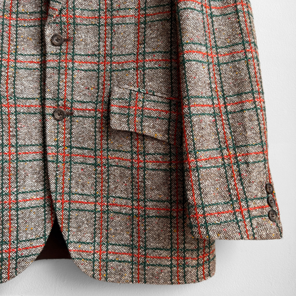 1960s Green & Orange Tweed Check Blazer Jacket