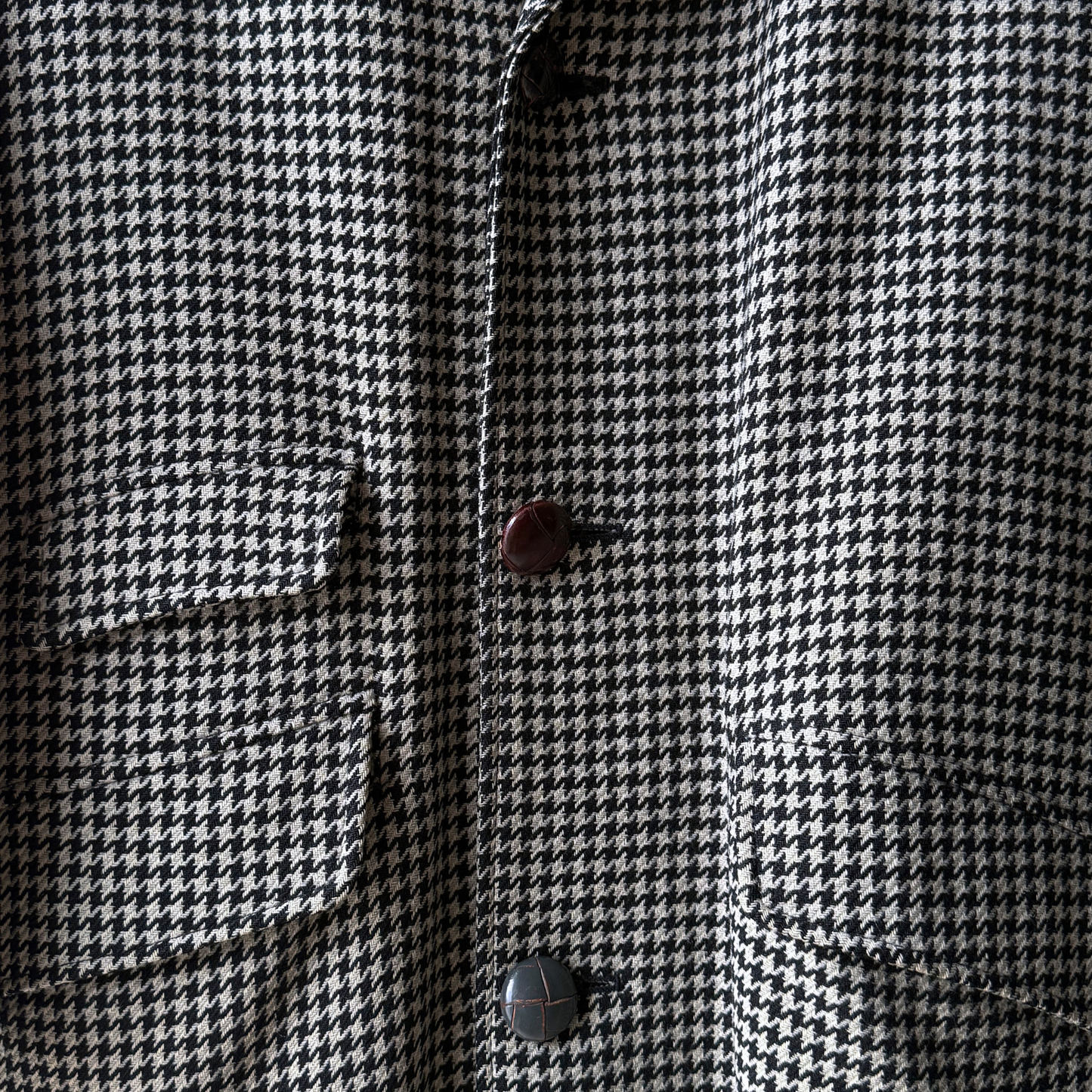 1960s Houndstooth Shearling Wool Overcoat