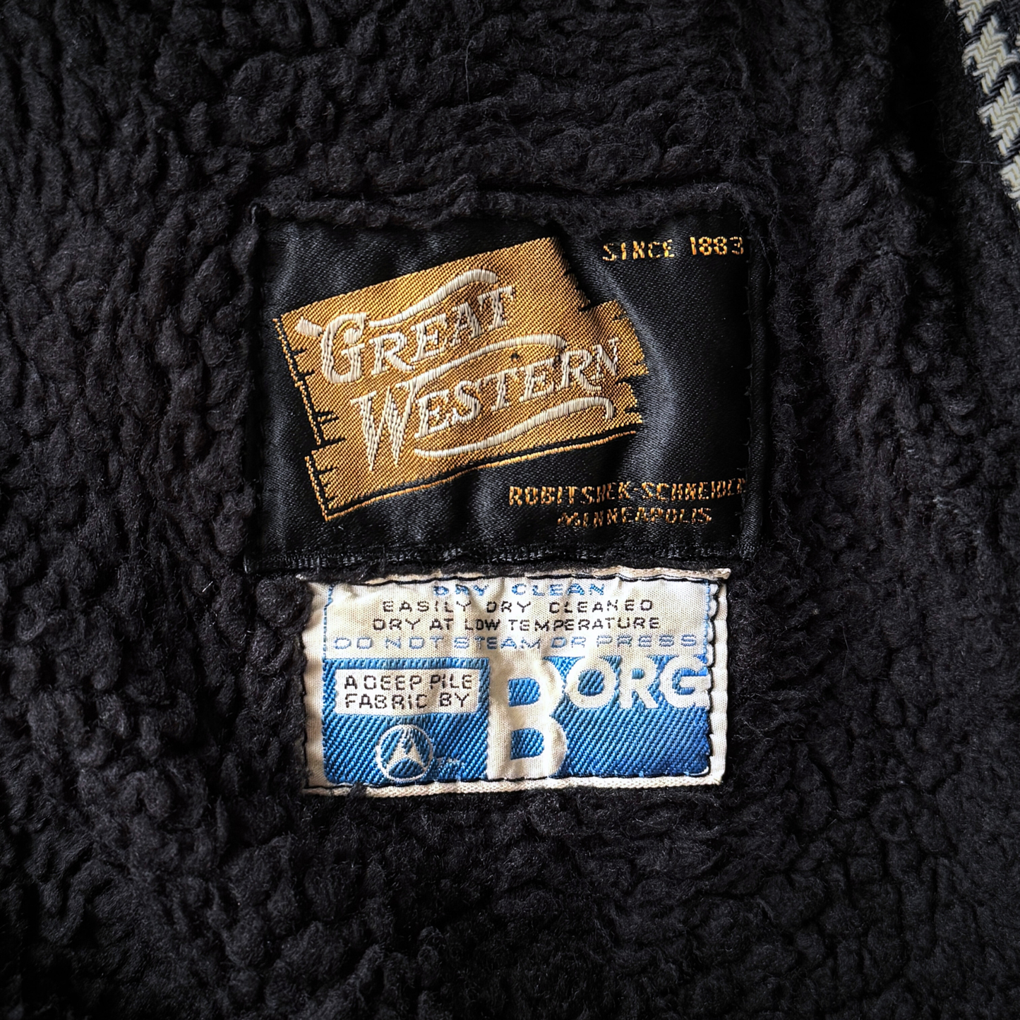 1960s Houndstooth Shearling Wool Overcoat