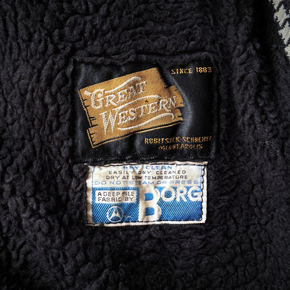 1960s Houndstooth Shearling Wool Overcoat