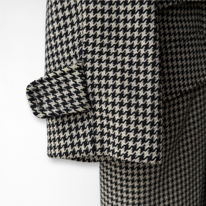1960s Houndstooth Shearling Wool Overcoat
