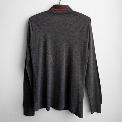1960s Dark Grey Long Sleeve Polo Shirt