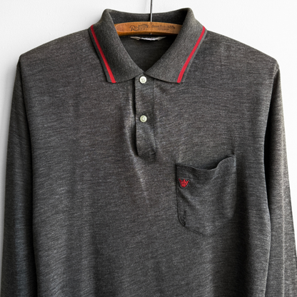 1960s Dark Grey Long Sleeve Polo Shirt
