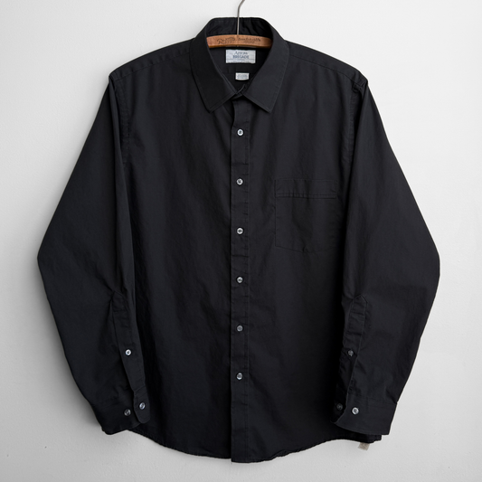 1980s Jet Black Dress Shirt