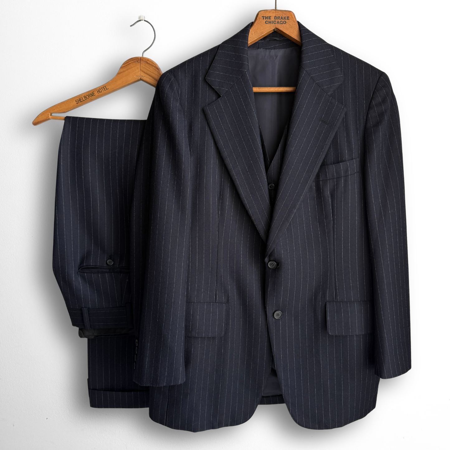 1960s Navy Blue Pinstripe 3-Piece Suit