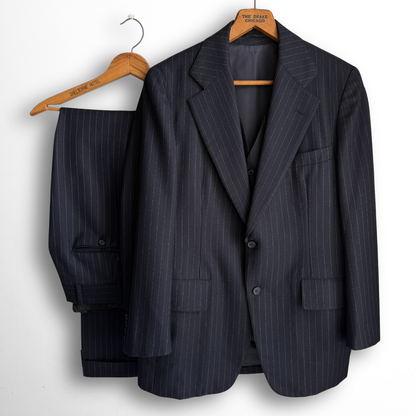 1960s Navy Blue Pinstripe 3-Piece Suit