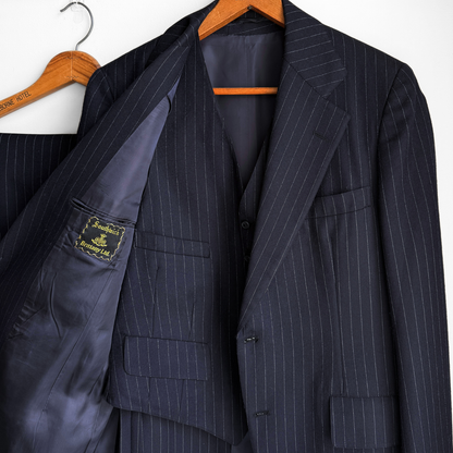 1960s Navy Blue Pinstripe 3-Piece Suit
