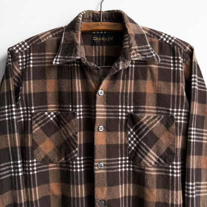 1980s Brown Plaid Flannel Shirt