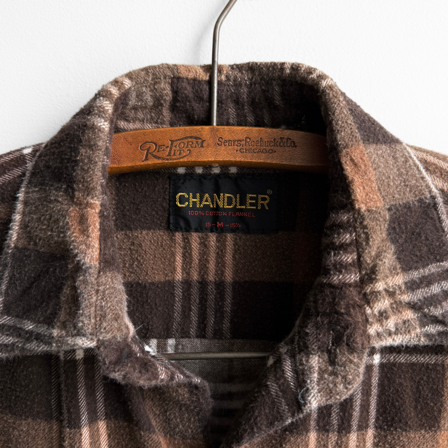 1980s Brown Plaid Flannel Shirt