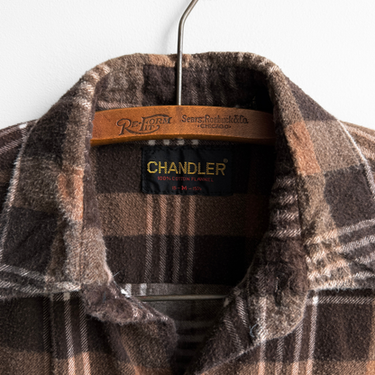 1980s Brown Plaid Flannel Shirt