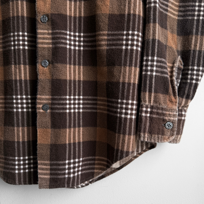1980s Brown Plaid Flannel Shirt