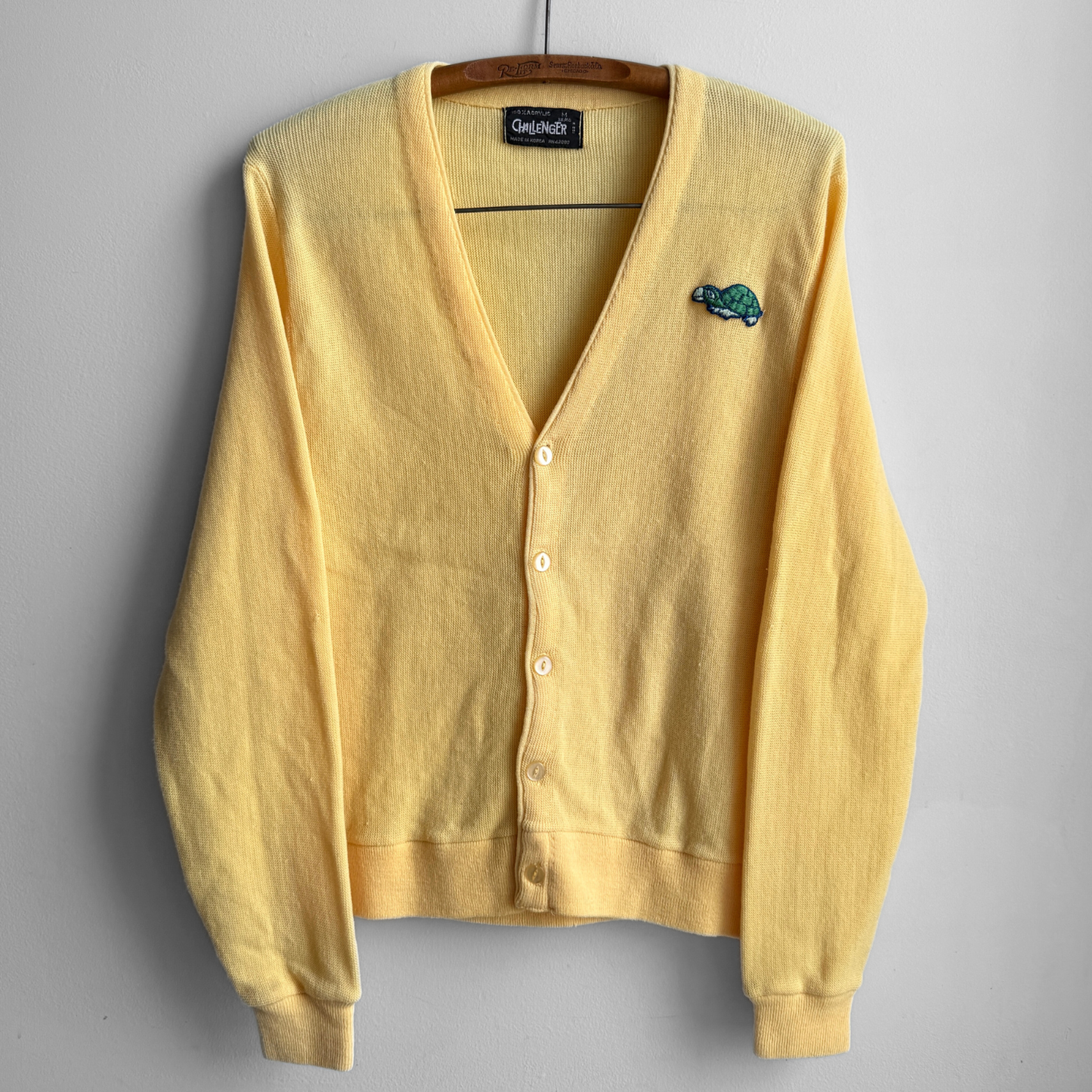 1980s Yellow Acrylic Knit Cardigan